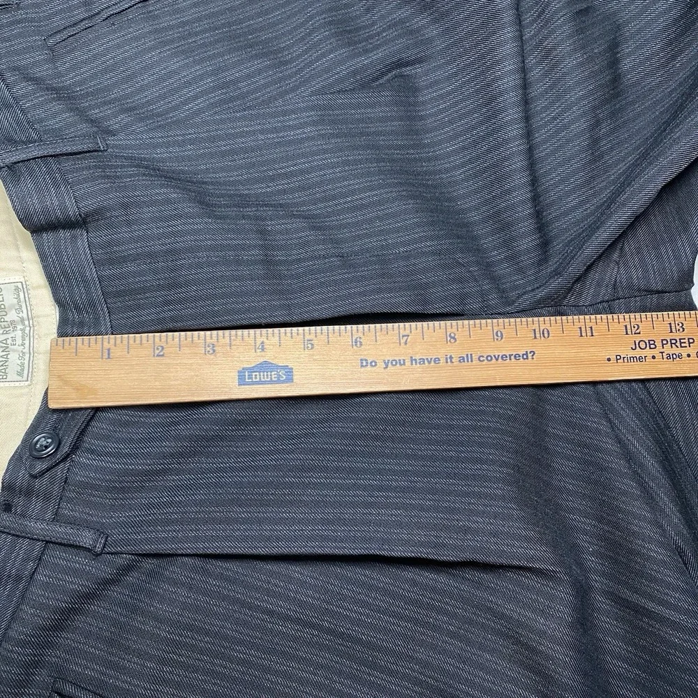 Y2K Banana Republic Dress Pants 32R (32x29 Cuffed) Button Fly Wool Black Stripe